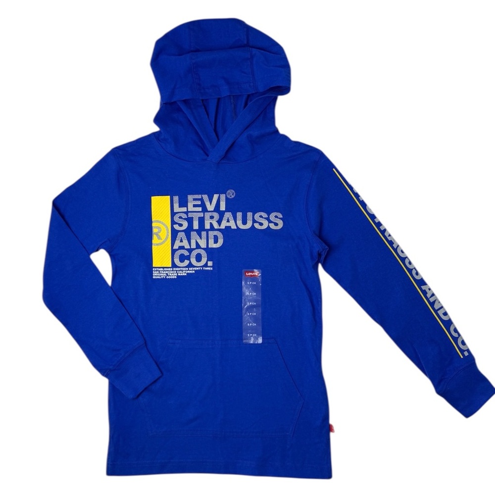 NWT Levi’s Logo Cotton Hoodie Long Sleeve Blue 8-10